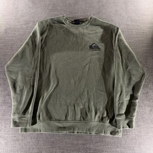 Quiksilver Sweatshirt Mens Large Olive Green Good Logo Fleece Pullover